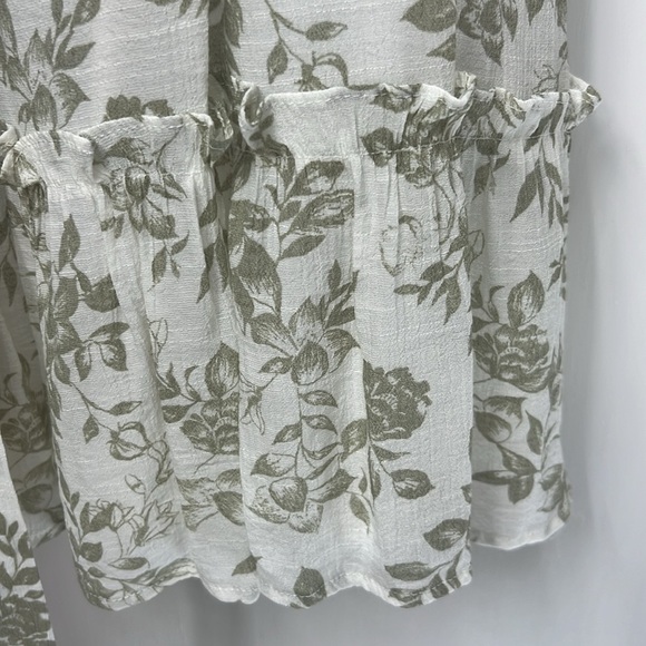 Mine Dress, white with green floral design spaghetti straps, elastic waist - Picture 4 of 11